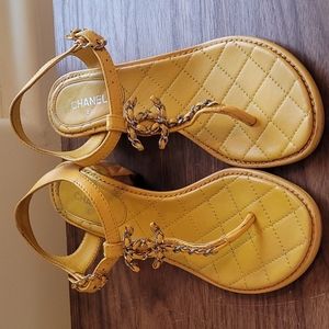 Chanel yellow scandal heels shoes size 36.5